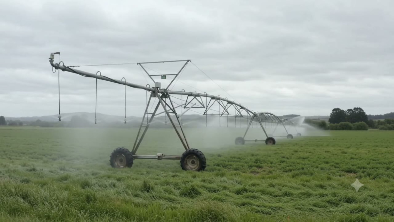 Video de un pivote de riego funcionando